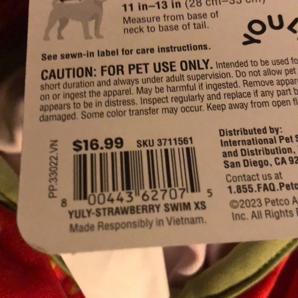 NWT strawberry dog swim bathing suit XS